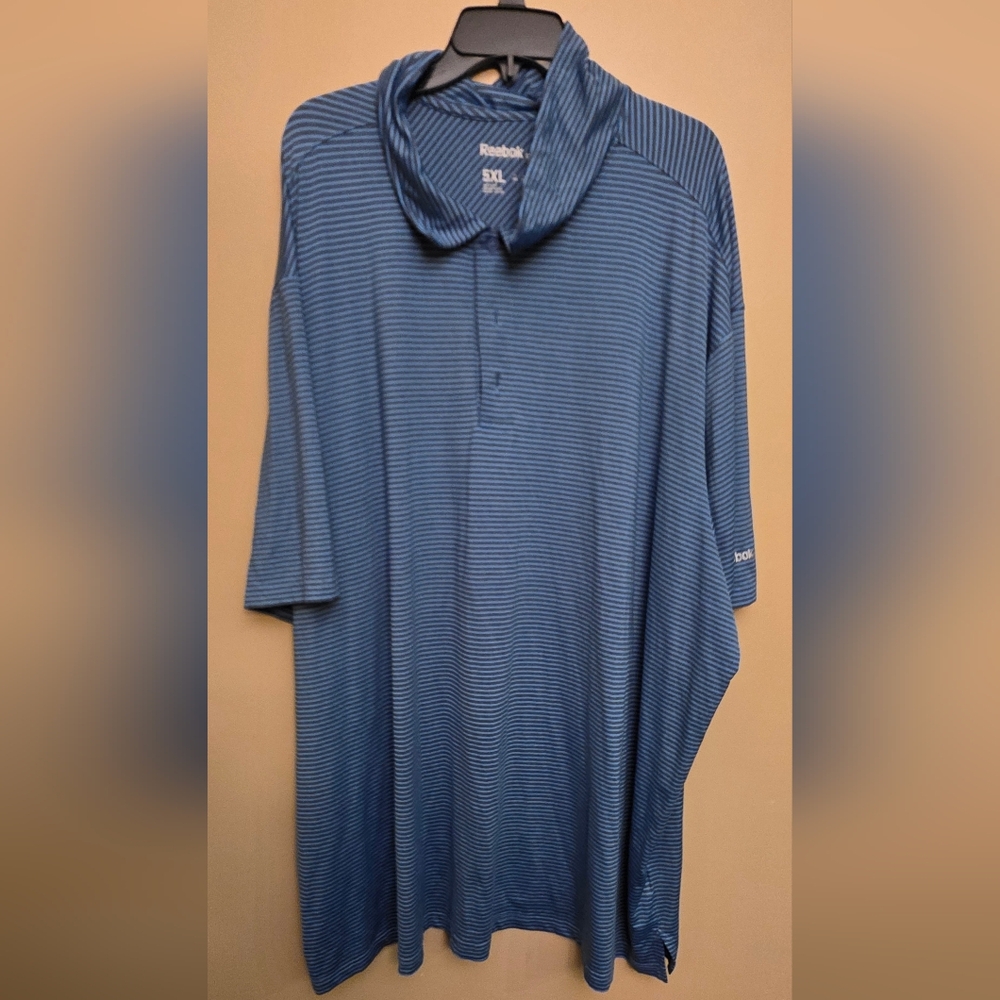 Reebok Blue Striped Polo Shirt